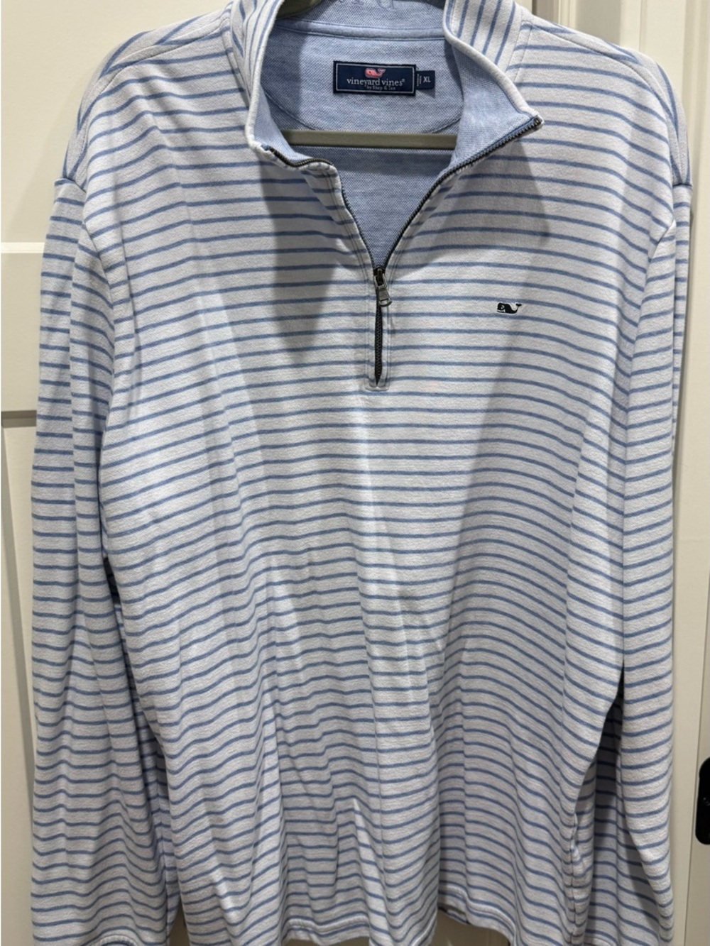 Vineyard Vines Navy Label Tee with Pink Whale Accent